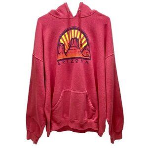 Arizona Hooded Sweatshirt Adult 2XL Salmon Heather‎ Red Jerzees Nublend Top GUC
